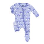 Infant Ruffle Footie W/Snaps Lilac Seals
